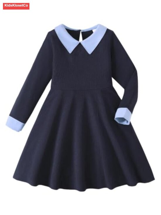 Other - Girls Long Sleeve Fall Winter Dress with Peter Pan Collar